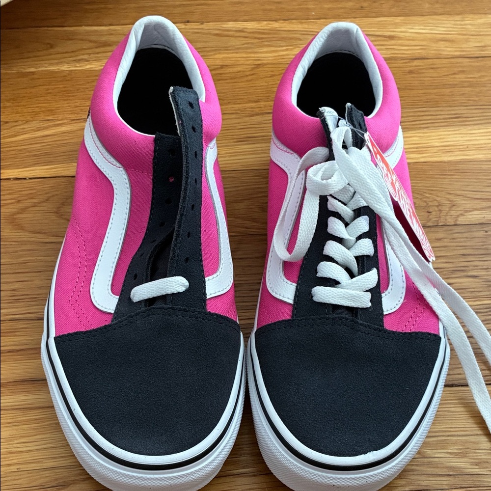 Vans Old Skool Black Pink Fuchsia Skate Shoes w/ Box NWT - Women's 9.5 - Picture 12 of 12